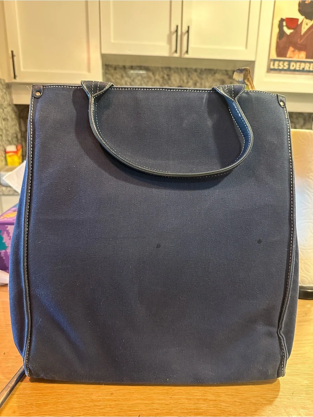 Embroidered Navy Floral Tote Bag